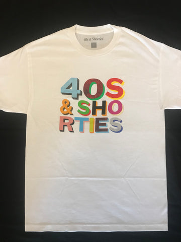 fourties and shorties pose tee white